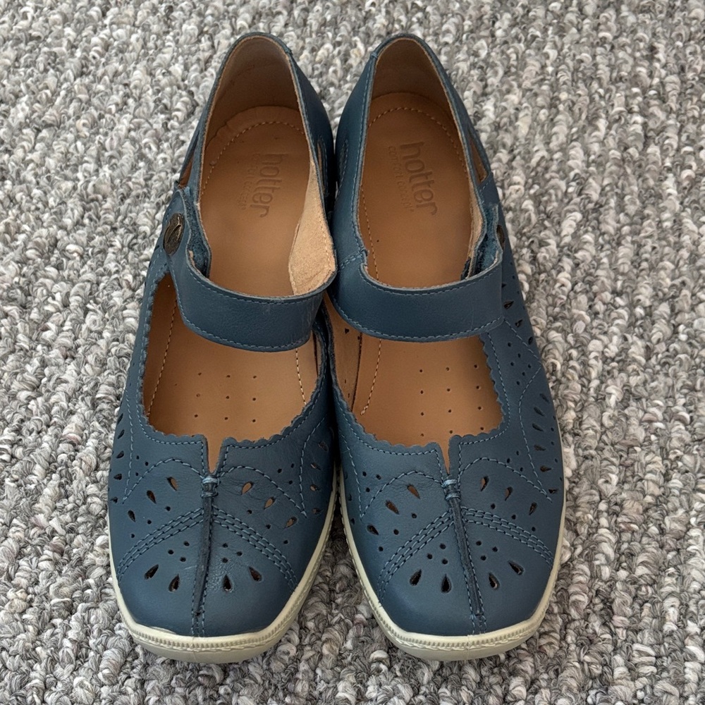Hotter Teal Leather Flats
